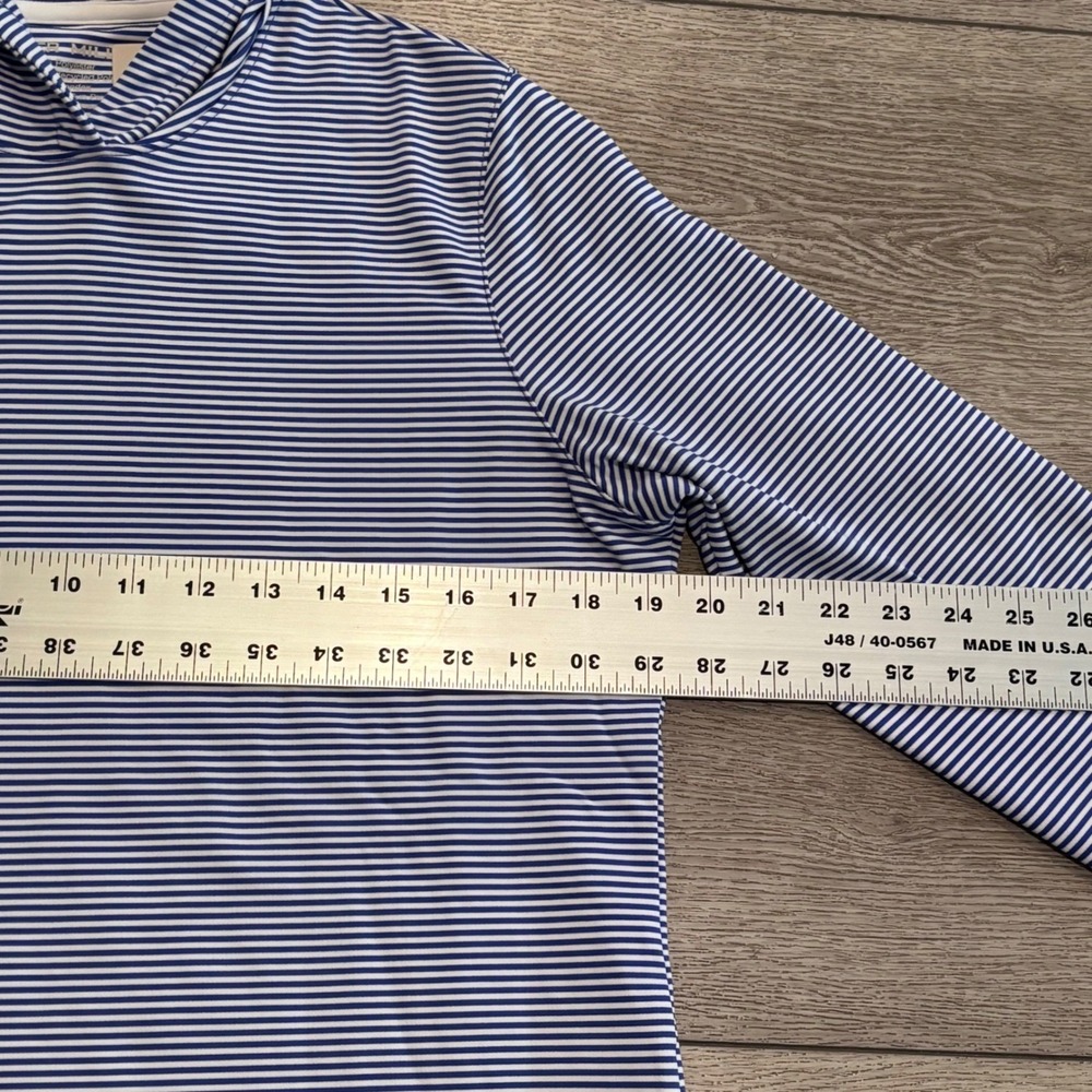 Peter Millar Hoodie Womens Medium Blue White Striped Sun Protection Preppy Golf - Picture 5 of 7